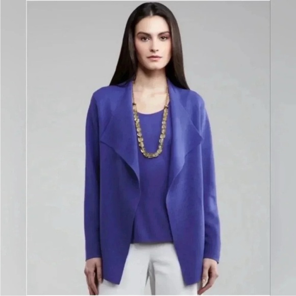 Eileen Fisher Silk Cardigan Waterfall Knit Cascade Sweater - Picture 4 of 10